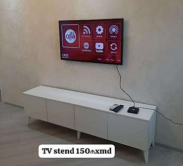 rəfi: TV stend - Rəng: ağ - Üslub: minimal və müasir - Ölçü: təqribən 150 — 1