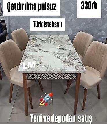 metbex desti: Mətbəx üçün, Yeni, Açılan, Dördbucaq masa, 4 stul — 1