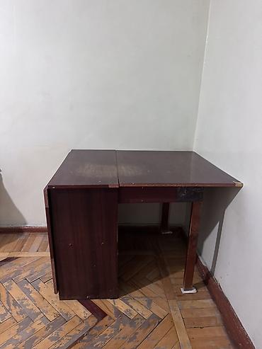 stul ev: Qatlanan yemək/çay masası - Material: taxta, tünd qəhvəyi rəng - — 2