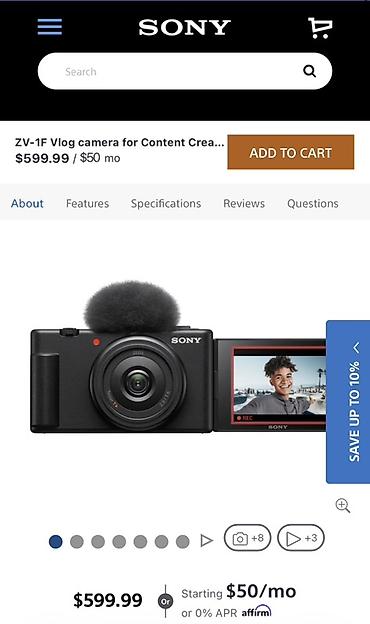 sony aparat: Sony ZV-1F Vlog Kamera – kontent yaradıcılığı üçün * 20 mm ekv. sabit — 3