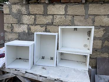 ev stolu: Ağ rəngli divar rəfləri dəsti - Dəst: 4 ədəd ayrı kvadrat/düzbucaqlı — 1