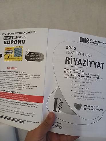 quran erebce kitab: Riyaziyyat Testlər 11-ci sinif, DİM, 1-ci hissə — 3