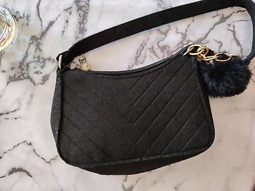 mango çanta: Qara çiyin çantası - Material: yumşaq tekstil/parça əsaslı, üzərində — 1