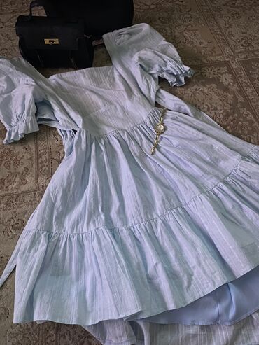 платья рубашки удлиненное сзади: Күнүмдүк көйнөк, Корея, Жай, Кыска модель, Атлас, S (EU 36)