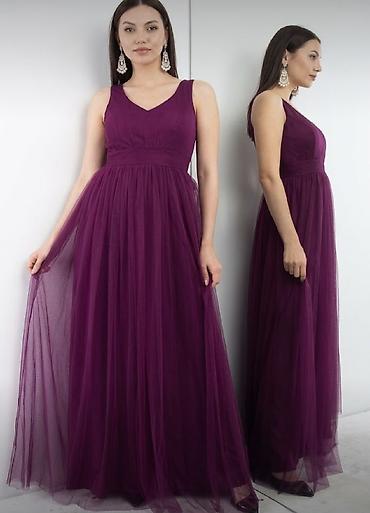 Ziyafət paltarı - Model: A-kəsim, tor (tül) üst qatlı, bel hissəsi