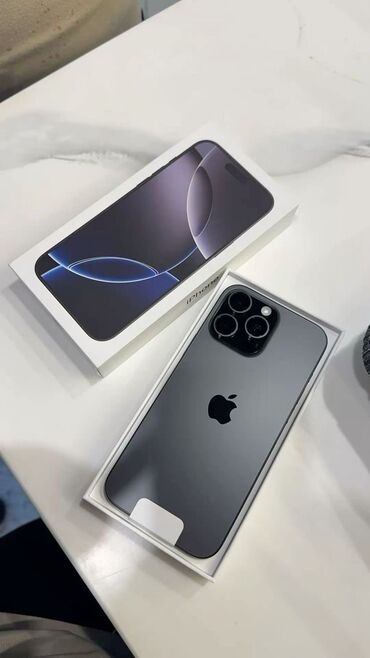 Apple iPhone: IPhone 16 Pro Max, Новый, 1 ТБ, Black Titanium, Зарядное устройство, Защитное стекло, Кабель, В рассрочку, 100 %