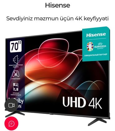 televizor üçün kabinet: Yeni Televizor Hisense Led 75" 4K (3840x2160), Ünvandan götürmə