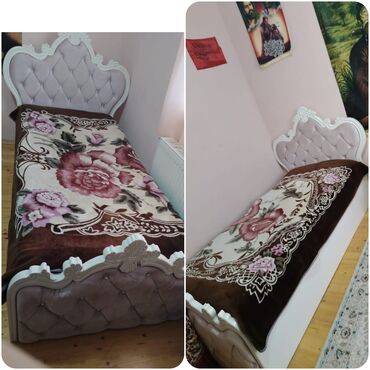 железная кровать односпальная: Б/у, Односпальная кровать, Без подьемного механизма, С матрасом