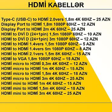 kompüter barter: HDMİ Kabellər ⭐Type-C (USB-C) to HDMİ 2.0vers 1,8m 4K 60HZ – 25 AZN — 2