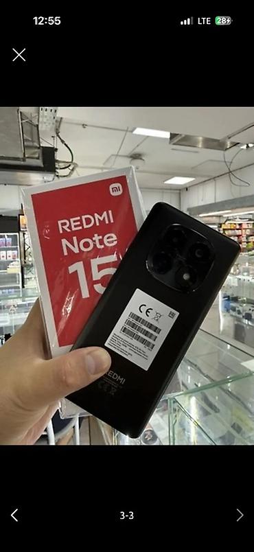 Уюлдук телефондор жана аксессуарлар: Redmi, Redmi Note 15, Колдонулган, 256 ГБ, түсү - Кара, 2 SIM — 3