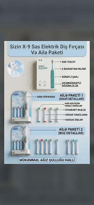 elektrikli fincan: X-9 Səs Elektrik Diş Fırçası və Ailə Paketi - Sonic Electric — 1