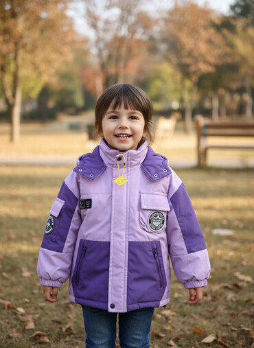 Верхняя одежда: Детские зимние куртки 1) Сиренево-фиолетовая куртка-трансформер — — 2