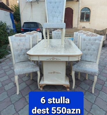 6 il sonra: Qonaq otağı üçün, Yeni, Açılmayan, Dördbucaq masa, 6 stul, Azərbaycan