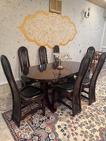 Qonaq otağı üçün, İşlənmiş, Oval masa, 8 stul