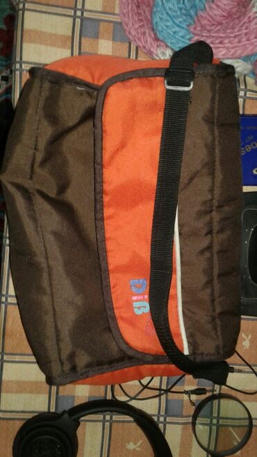 арзан сумкалар: Тканевая сумка, прямоугольная форма. оранжевый бордовый цвет. личные