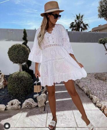 pamucne letnje haljine: One size, color - White, Oversize