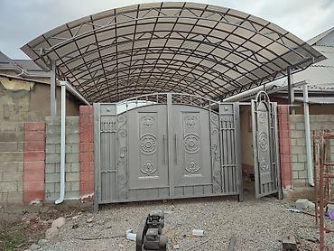 кованые: Кованые ворота с калиткой и навесом из поликарбоната - Комплект — 1