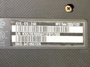 hard disk notebook: Acer noutbook Ideal veziyyetde alinib hec 1ay istifade olunmayib hec
