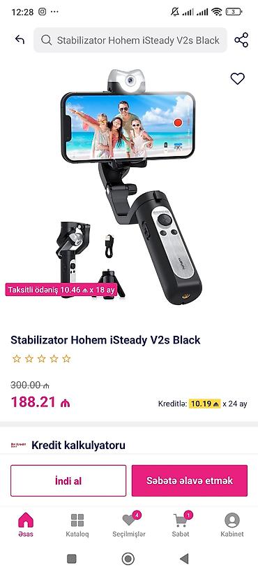 telefon ucun ştativ: Stabilizator Hohem iSteady V2s Black Hədiyyənedilib deyə satıram cəmi — 1