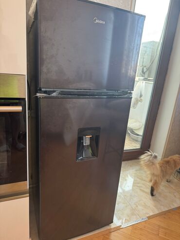 mini soyuduçu: 2 qapılı Midea Soyuducu Satılır, rəng - Qara, Dispenserli