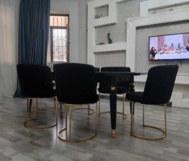 Mətbəx mebeli: Qonaq otağı üçün, İşlənmiş, Kvadrat masa, 6 stul