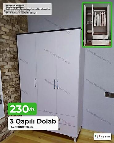 ucuz dolap: 3 qapılı paltar dolabı Ölçü: 47×200×120 sm Material: 18 mm laminat — 1