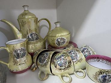 Qab-qacaq və mətbəx ləvazimatları: Çay dəsti, rəng - Sarı, Farfor, 6 nəfərlik, Almaniya — 1