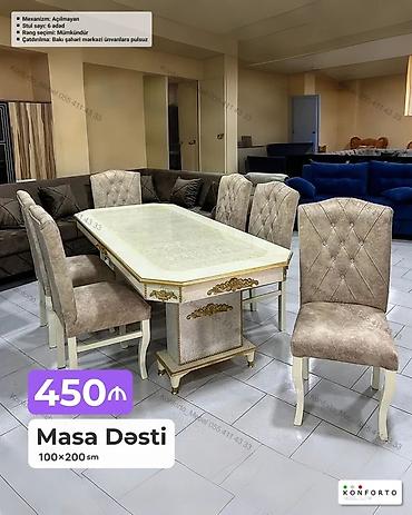 Masa dəsti – 100×200 sm - Model: Klassik üslubda, dekorativ qızılı