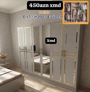 ayaqqabı ucun qarderob: Dolab – 450 AZN Ölçülər: D 47 × H 200 × E 240 sm - 6 qapılı geniş — 1