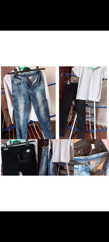 вещи на мальчика 7 лет: Брюки джинсы(синий и чёрный),фудболки(длин.рукава и короткие