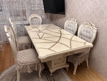 стул в стиле прованс: Для гостиной, Нераскладной, Прямоугольный стол, 6 стульев at lalafo.az стул в стиле прованс: Для гостиной, Нераскладной, Прямоугольный стол, 6 стульев