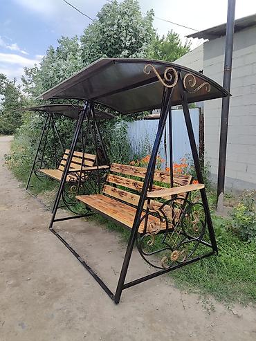 мебели ош: Садовые качели Металл, Со спинкой, С крышей — 6