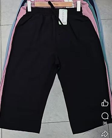 5xl: Pantalone siroke kapri sa elastičnim pojasom i učkurom. - Boje: bež — 5