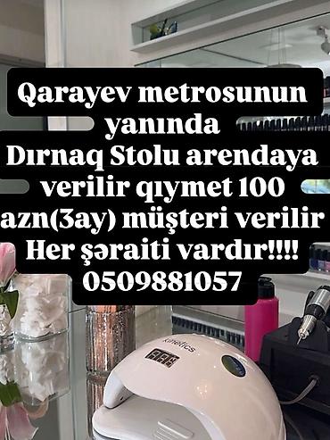 İş: Dırnaq ustası tələb olunur, Yerin icarəsi, Alətlərin təqdim olunması — 1