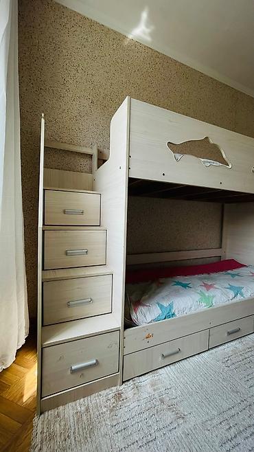 bunk bed: Двухъярусная детская кровать, Б/у, ЛДСП — 4