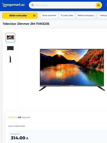 Zimmer ZM-TVH3235 televizoru ünvan Qaraçuxur - Ekran: 32 düym, nazik
