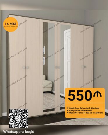Divanlar: Yeni, Açılan, 5 qapı Düz dolab, Qarderob, paltar dolabı, Azərbaycan