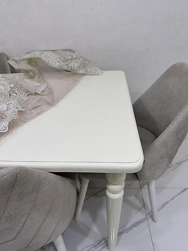 parda tul: Qonaq otağı üçün, Yeni, Açılmayan, Dördbucaq masa, 6 stul — 3