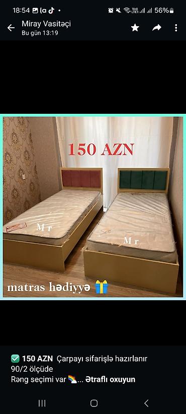 Sifarişlə mebel: ✅ *150 AZN* Çarpayı sifarişlə hazırlanır 90/2 ölçüde Rəng seçimi var — 1