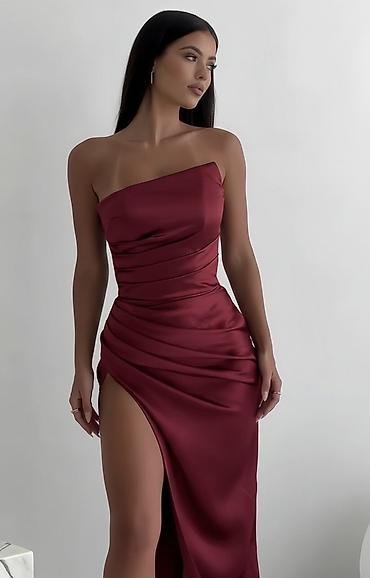 elegant draskovic: Elegantna satenska večernja haljina – boja bordo. Duga je dole do — 1