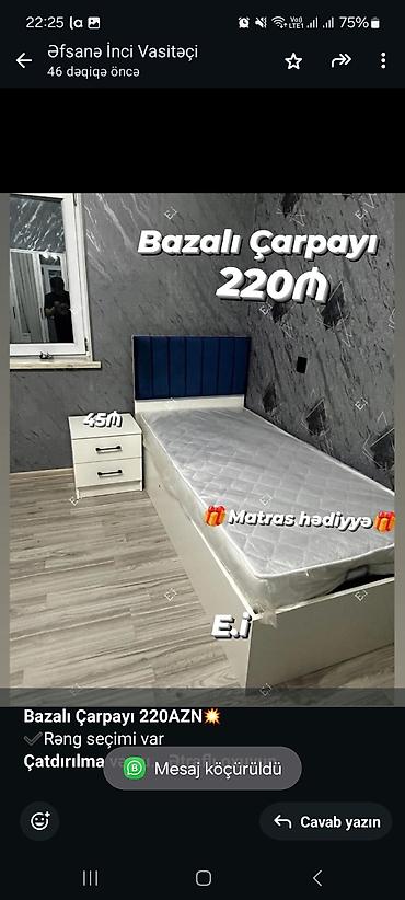 Sifarişlə mebel: *Bazalı Çarpayı 220AZN💥* ✔️Rəng seçimi var *Çatdırılma və — 1