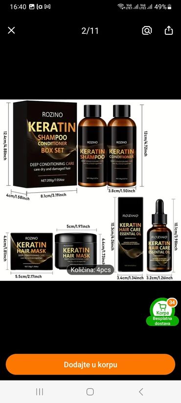 Nega kose: Set za negu kose marke Rozino, obogaćen keratinom, dizajniran za — 9