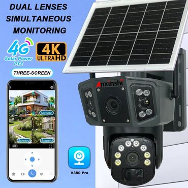 azercell voen nomre: Simsiz 4G sim kartl Solar ptz 2 kamera 360° 8mp/4K Çöl ṣəraiti ücün
