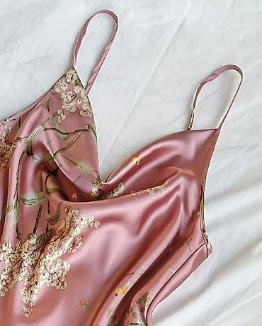 ev desti: Zərif satən pijama dəsti – 2 parça, L razmer. - Rəng: gülqızılı — 2