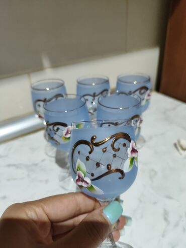 Чайники и кофейники: Бокалы, цвет - Голубой, Набор из 6 шт.