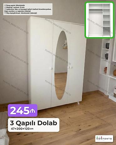 Mebel: 3 qapılı şkaf – 47×200×120 sm - Material: 18 mm laminat - Daxili — 1