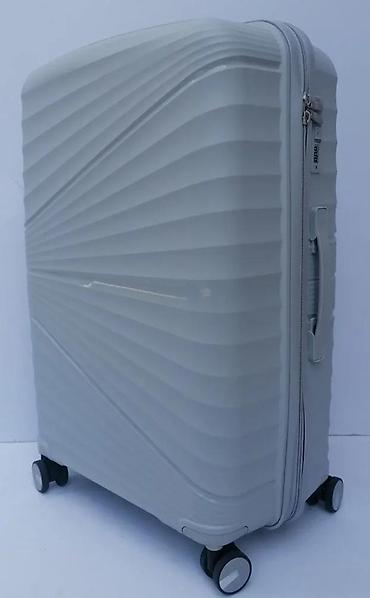 Putni koferi i torbe: Veliki kofer na točkiće – tvrda školjka, sivi - Materijal: tvrda — 5