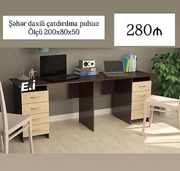 masaüstü ofis seti: İkili iş masası – ev/ofis üçün funksional model - Ölçü: 200 x 80 x 50 — 1