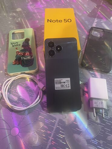 Мобильные телефоны: Realme Note 50, 64 ГБ, цвет - Черный, Отпечаток пальца, Две SIM карты