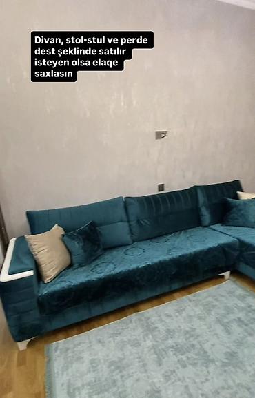 6 stul: Qonaq otağı üçün mebel və pərdə dəsti satılır. Dəstə divan, stol-stul — 3